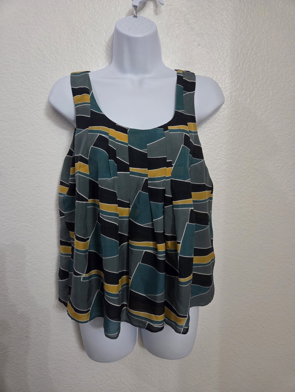 Anthropologie Partimi Silk Geometric Print Sleeveless Blouse Women's Size 2